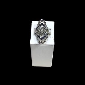 Crystal Deco Long Oval Shield Ring Size 8